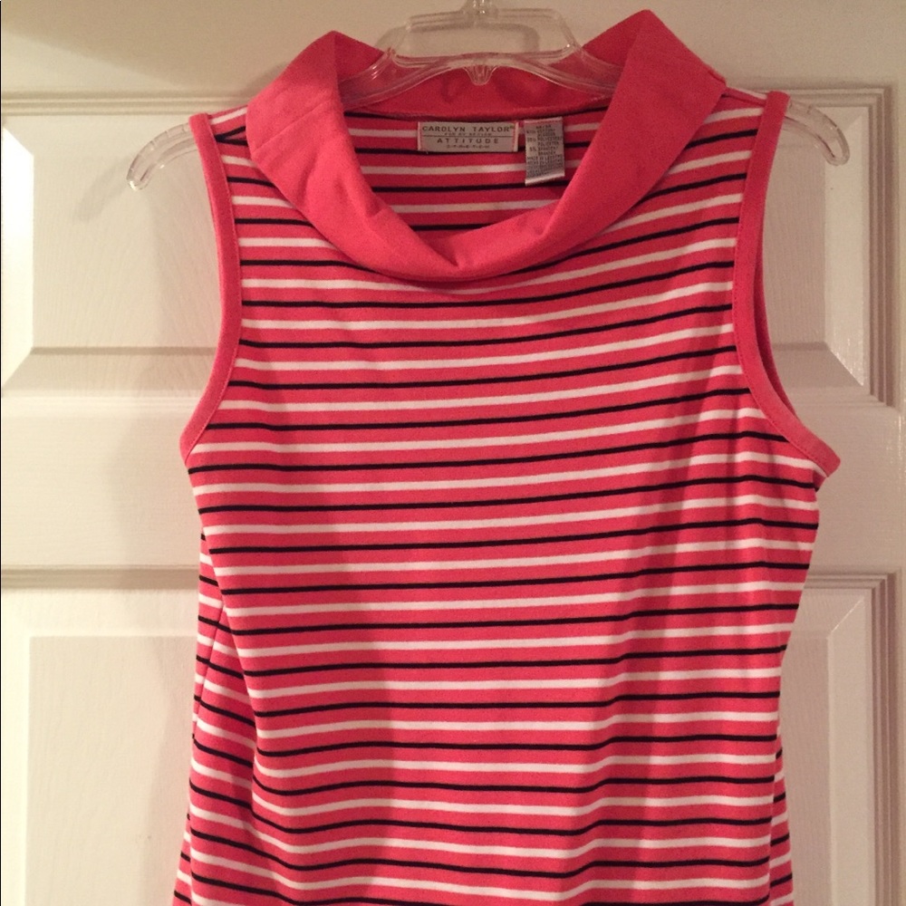 Sleeveless coral striped top